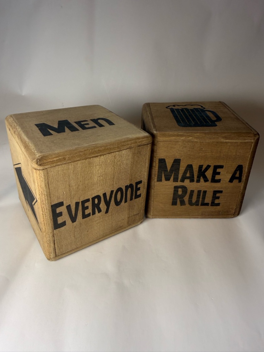 Large Wooden Drinking Game Dice Set 4" Cube Bar Party Game Man Cave Gift
